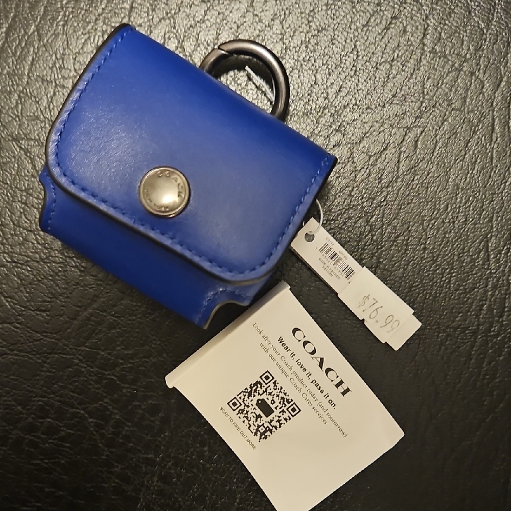 Coach Royal Blue Leather Keychain Pouch